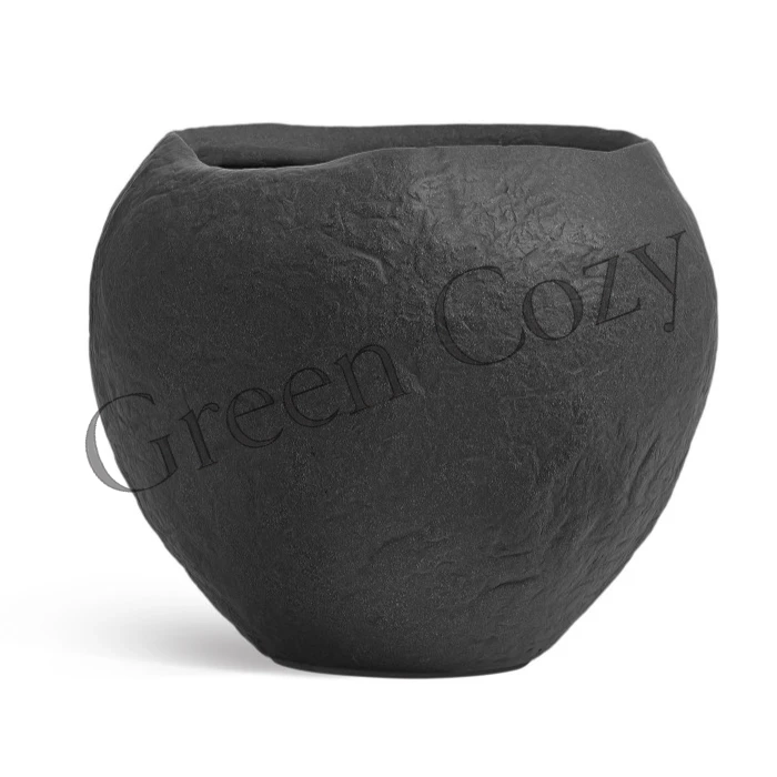 Кашпо TREEZ Effectory Organic Сфера Темно-серый камень - 50 см - Ø 59 см
