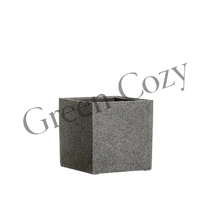 Кашпо TREEZ Effectory Stone Куб Темно-серый камень - 20 см
