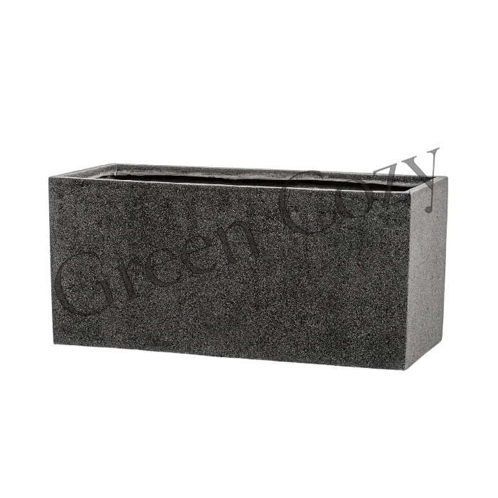 Кашпо TREEZ Effectory Stone Низкий прямоугольник Темно-серый камень - 37 см