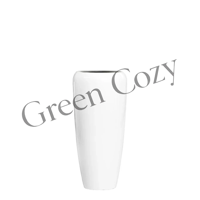 Кашпо TREEZ Effectory Gloss Высокий конус Design Белый глянцевый лак - 75 см - Ø 34 см