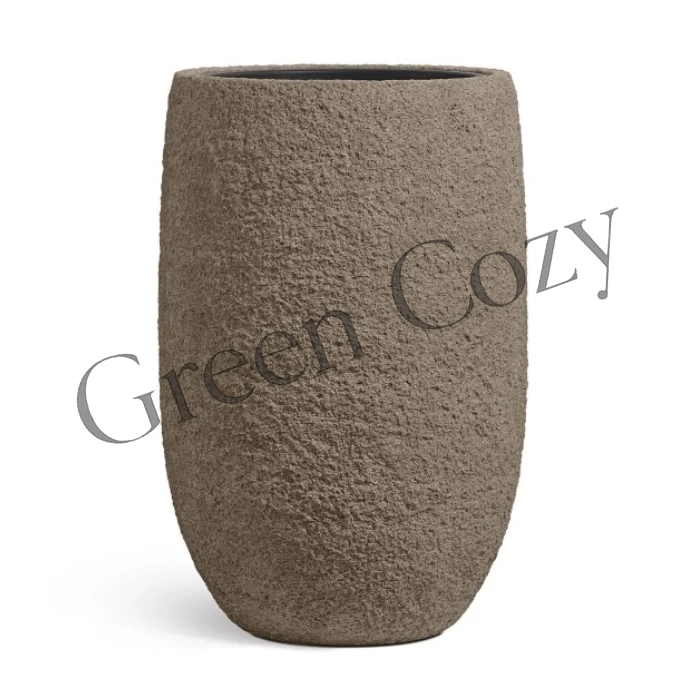 Кашпо TREEZ Effectory Terra Высокая чаша Серый беж - 62 см - Ø 40 см
