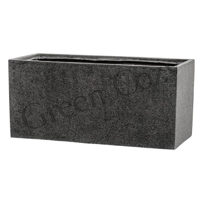 Кашпо TREEZ Effectory Stone Низкий прямоугольник Темно-серый камень - 45 см