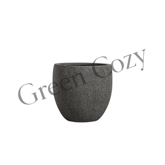 Кашпо TREEZ Effectory Stone Большой округлый конус Темно-серый камень - 51 см - Ø 54 см