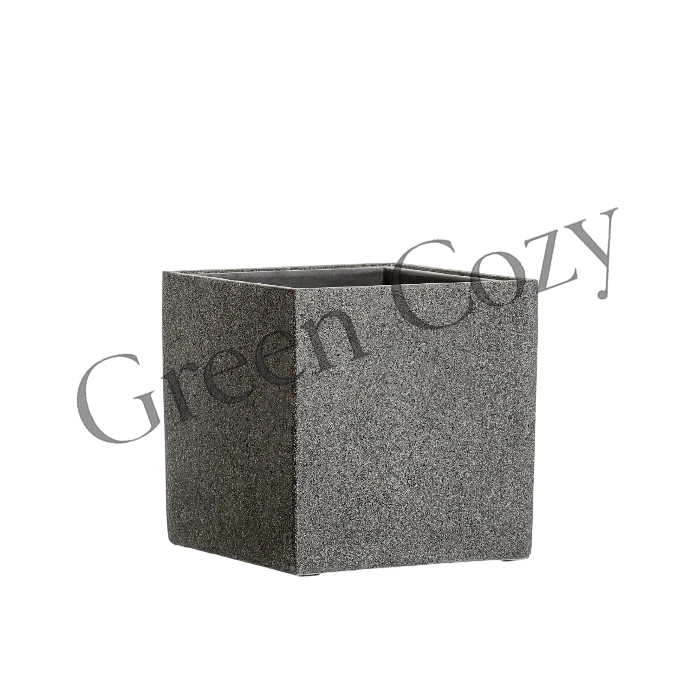 Кашпо TREEZ Effectory Stone Куб Темно-серый камень - 30 см