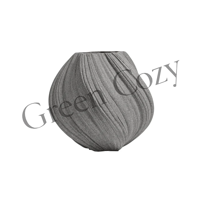 Кашпо TREEZ Effectory Dune Сферическая Design-ваза Дымчато-серый песок - 52 см - Ø 50 см