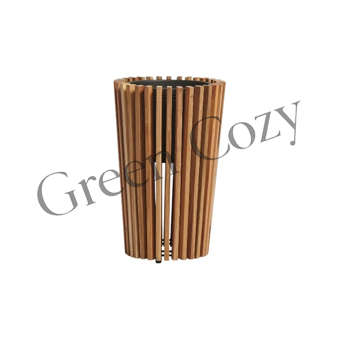 Кашпо TREEZ Effectory Timberline Высокий конус Темное дерево - 48 см - Ø 31 см