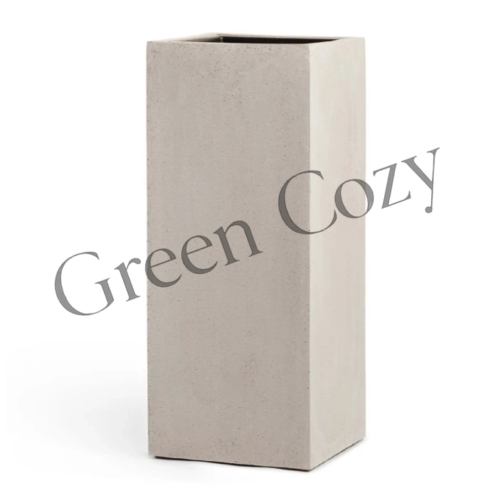 Кашпо TREEZ Effectory Beton Высокий куб Белый песок - 60 см - 31x31 см