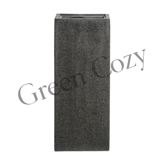 Кашпо TREEZ Effectory Stone Высокий куб Темно-серый камень - 97 см