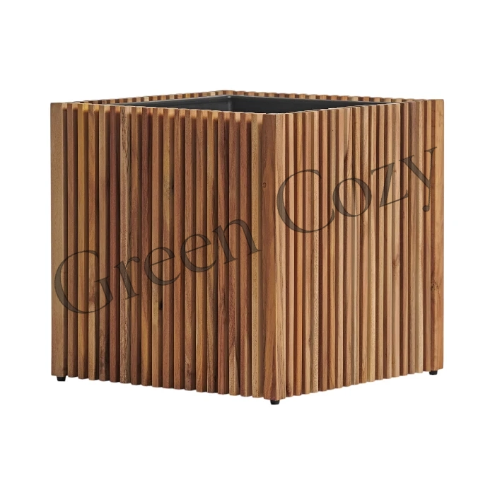 Кашпо TREEZ Effectory Timberline Куб Темное дерево - 50 см - 51x51 см