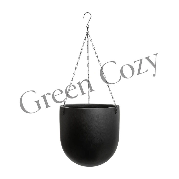 Кашпо TREEZ Effectory Black Stone Чаша большая подвесная Антрацит - 28 см - Ø 27 см