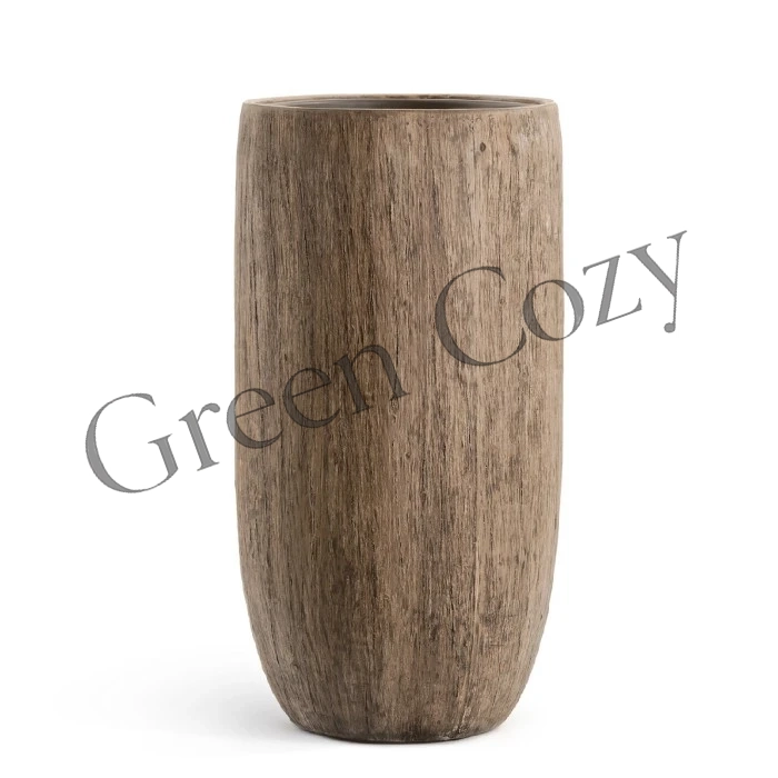 Кашпо TREEZ Effectory Wood Высокий округлый конус Светлый дуб - 80 см - Ø 40 см