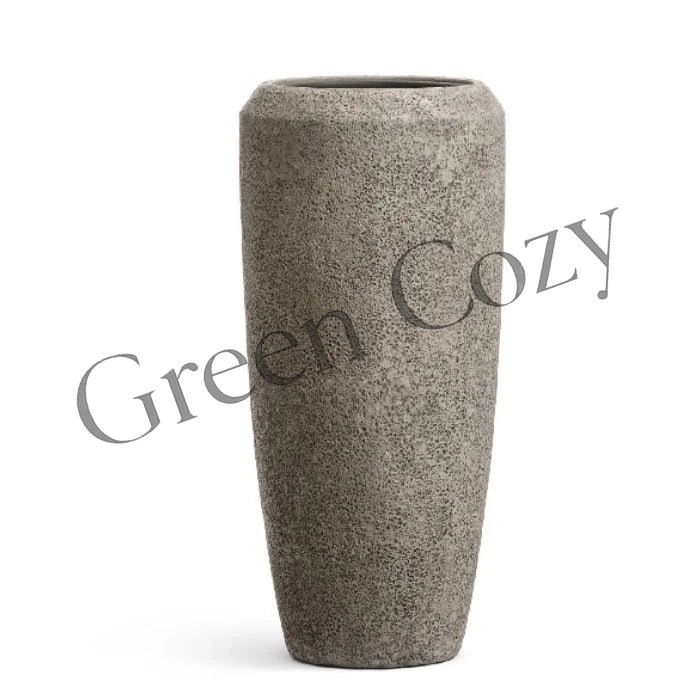 Кашпо TREEZ Effectory Volcano Высокий конус Design Серо-коричневый туф - 75 см - Ø 34 см