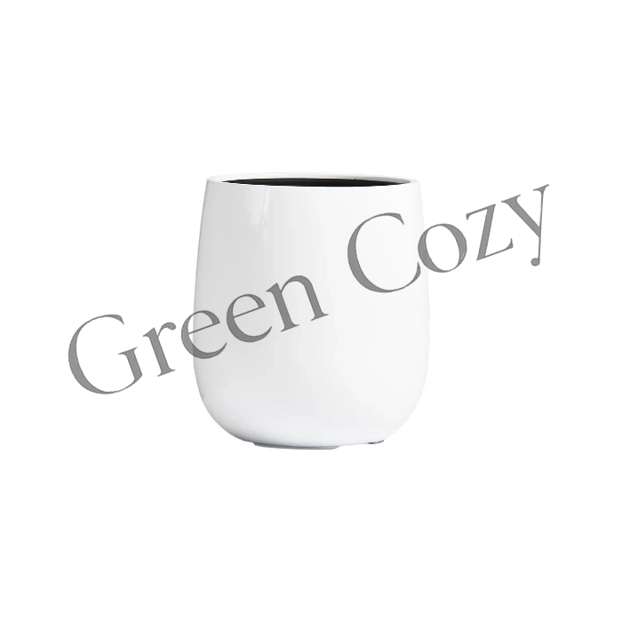 Кашпо TREEZ Effectory Gloss Design-Чаша Белый глянцевый лак - 35 см - Ø 32 см