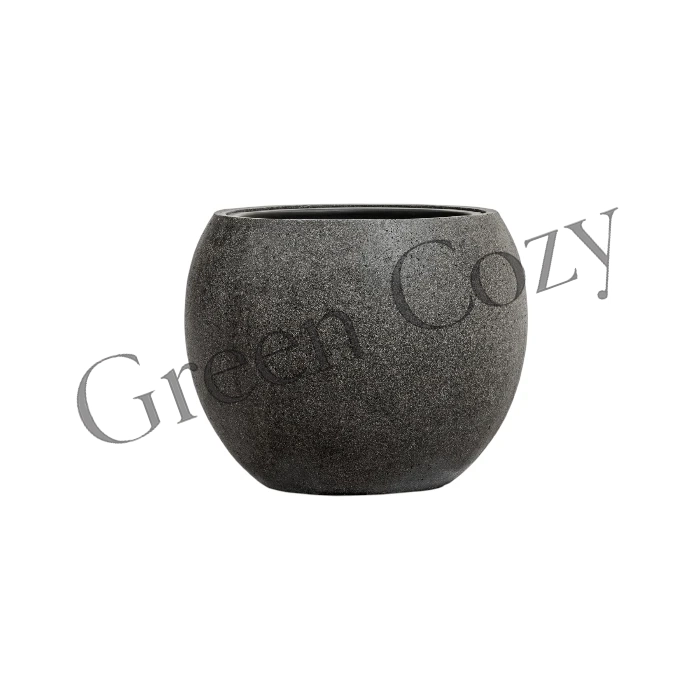 Кашпо TREEZ Effectory Stone Большая полусфера Темно-серый камень - 32 см - Ø 40 см