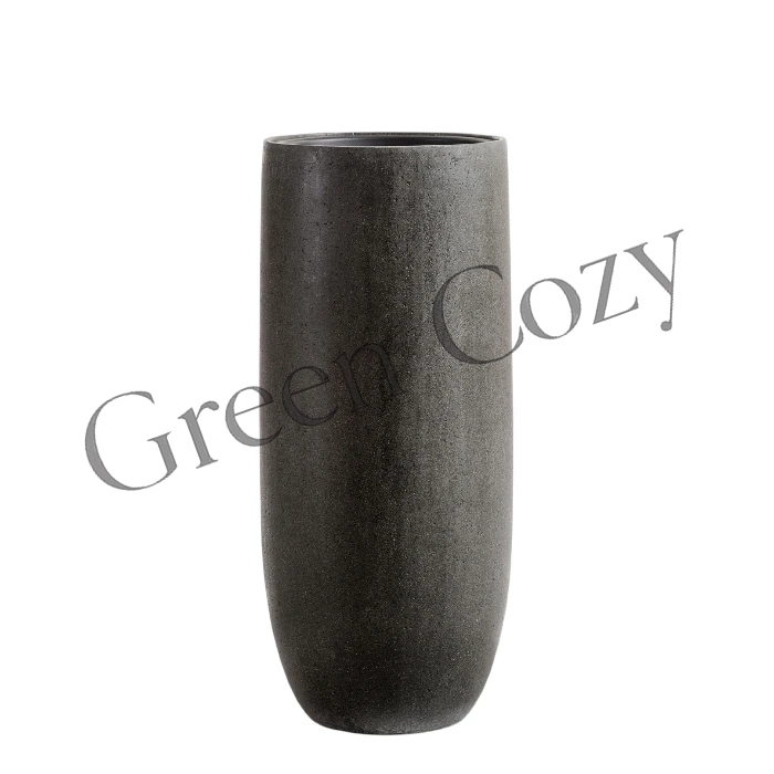 Кашпо TREEZ Effectory Stone Высокий округлый конус Темно-серый камень - 95 см - Ø 39 см