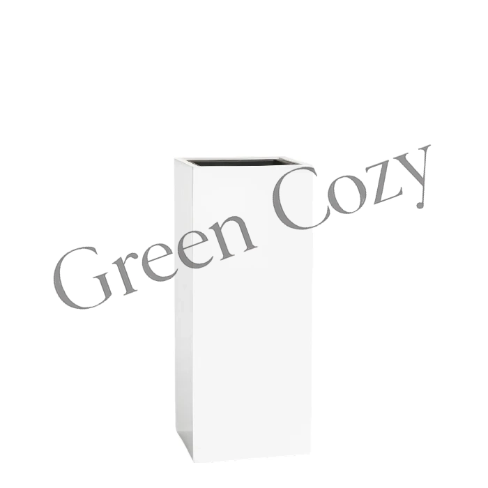 Кашпо TREEZ Effectory Gloss Высокий куб Белый глянцевый лак - 75 см - 31x31 см