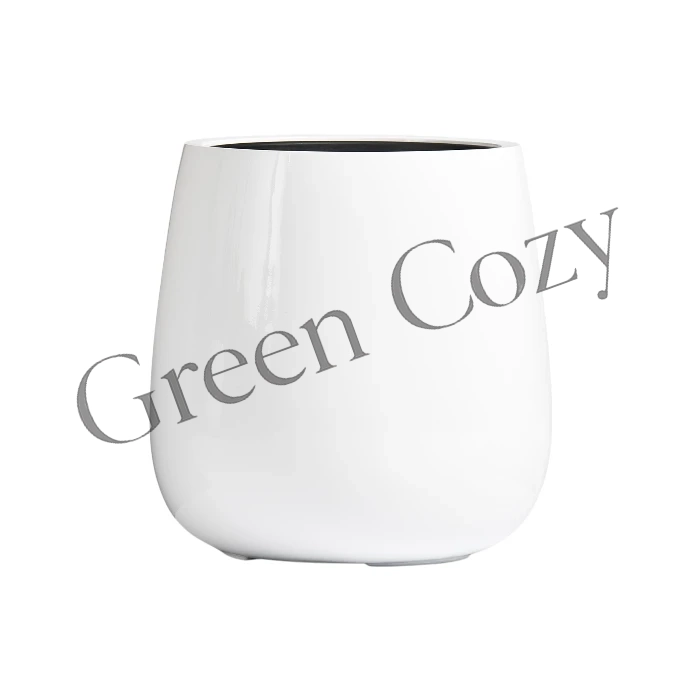 Кашпо TREEZ Effectory Gloss Design-Чаша Белый глянцевый лак - 50 см - Ø 49 см