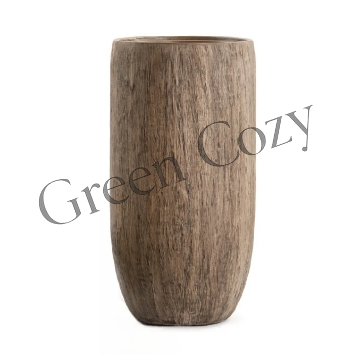 Кашпо TREEZ Effectory Wood Высокий округлый конус Светлый дуб - 65 см - Ø 30 см