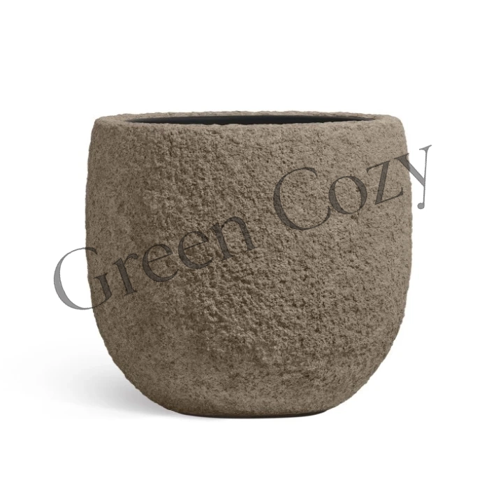 Кашпо TREEZ Effectory Terra Чаша classic Серый беж - 50 см - Ø 55 см