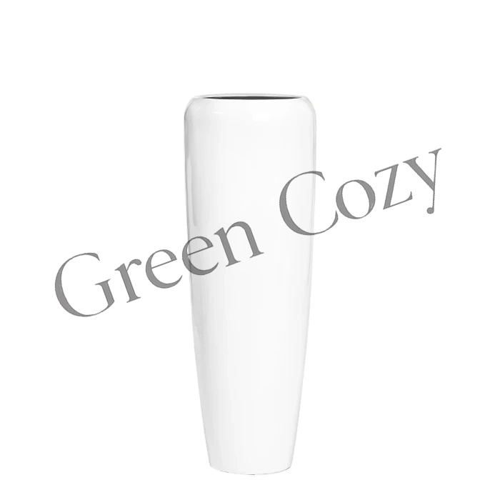 Кашпо TREEZ Effectory Gloss Высокий конус Design Белый глянцевый лак - 97 см - Ø 34 см