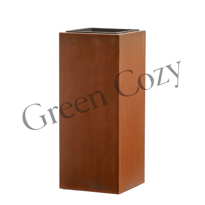 Кашпо TREEZ Effectory Corten Steel Высокий куб Кортеновская сталь Бархатистая окись - 72 см - 30x30 см