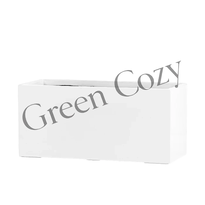 Кашпо TREEZ Effectory Gloss Низкий прямоугольник Белый глянцевый лак - 37 см