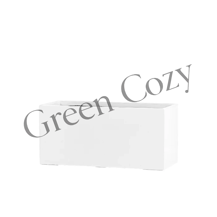 Кашпо TREEZ Effectory Gloss Низкий прямоугольник Белый глянцевый лак - 22 см