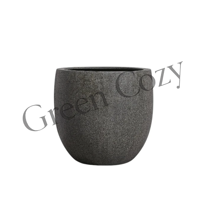 Кашпо TREEZ Effectory Stone Большой округлый конус Темно-серый камень - 68 см - Ø 70 см