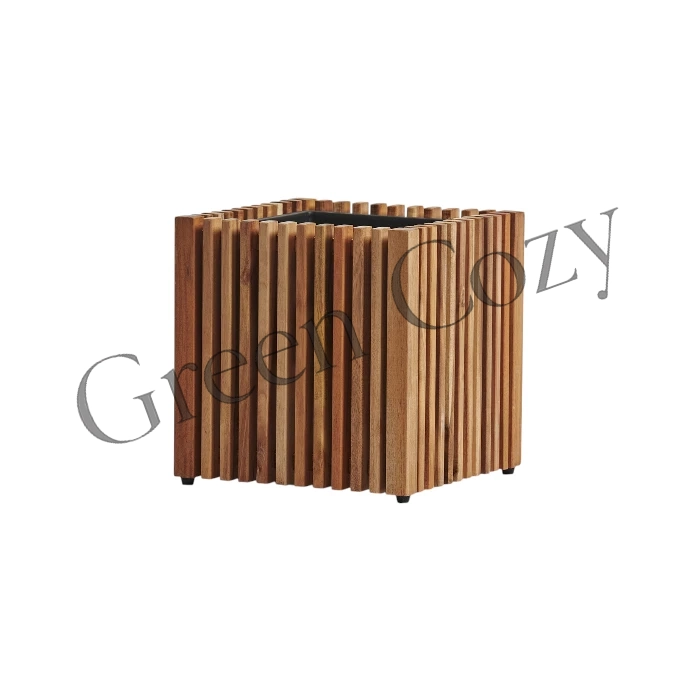 Кашпо TREEZ Effectory Timberline Куб Темное дерево - 33 см - 33x33 см