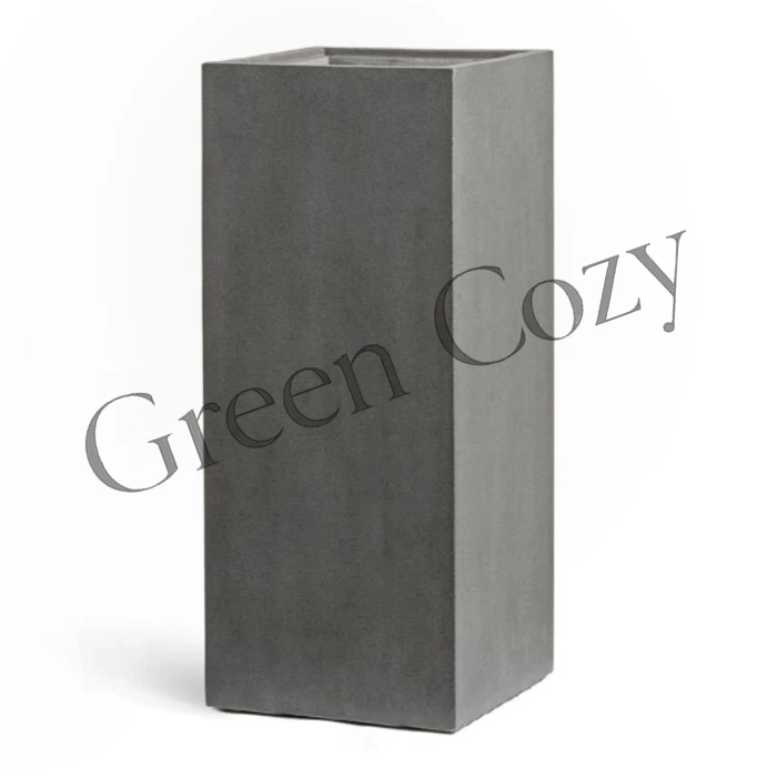 Кашпо TREEZ Effectory Beton Высокий куб Темно-серый бетон - 60 см - 31x31 см