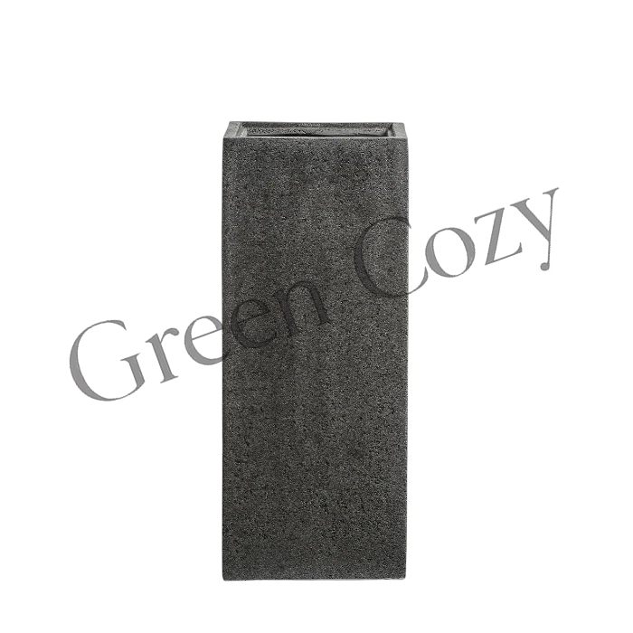 Кашпо TREEZ Effectory Stone Высокий куб Темно-серый камень - 75 см