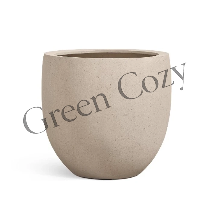 Кашпо TREEZ Effectory Beton Большой округлый конус Белый песок - 51 см - Ø 54 см