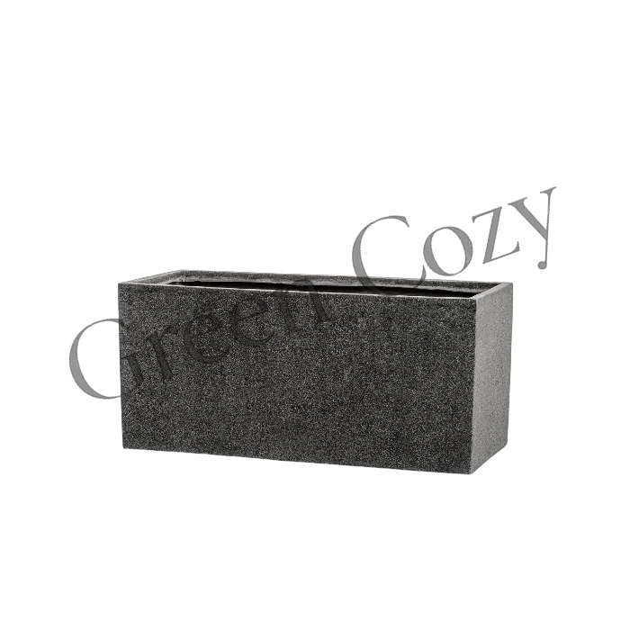 Кашпо TREEZ Effectory Stone Низкий прямоугольник Темно-серый камень - 22 см