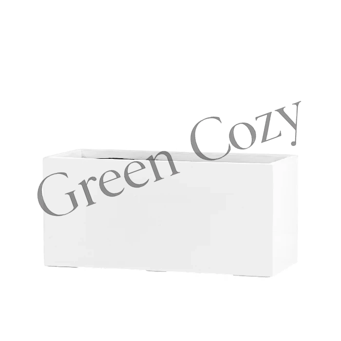 Кашпо TREEZ Effectory Gloss Низкий прямоугольник Белый глянцевый лак - 30 см