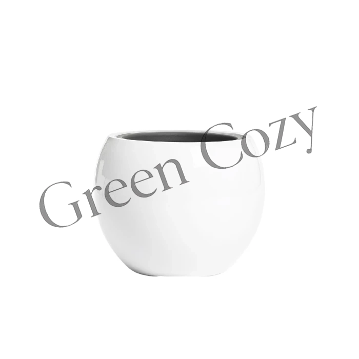 Кашпо TREEZ Effectory Gloss Полусфера Белый глянцевый лак - 32 см - Ø 40 см