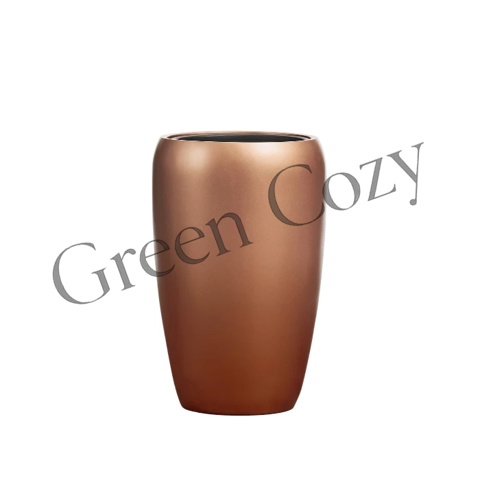Кашпо TREEZ Effectory Metal Высокий округлый конус Лаковое темное золото - 51 см - Ø 32 см